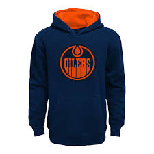 HOODIE NHL OILERS FANATICS LARGE 14/16 ANS ENFANT BLEU MARIN/ORANGE