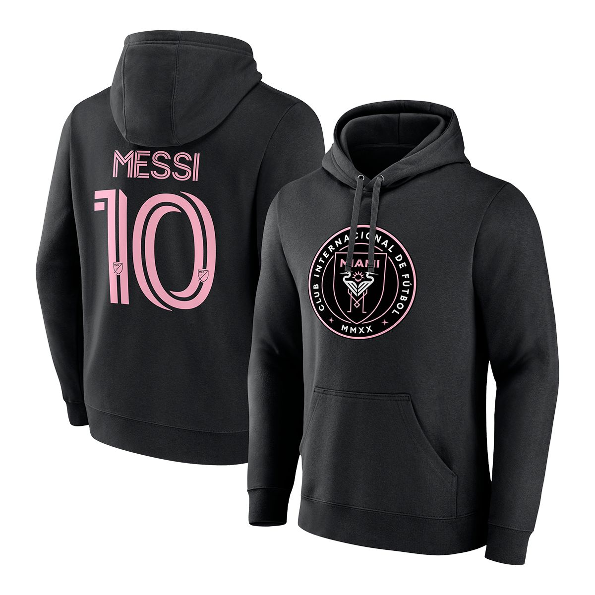 HOODIE MLS MESSI CLUB INTERNATIONAL MIAMI FANATICS 2XL ADULTE NOIR ET ROSE